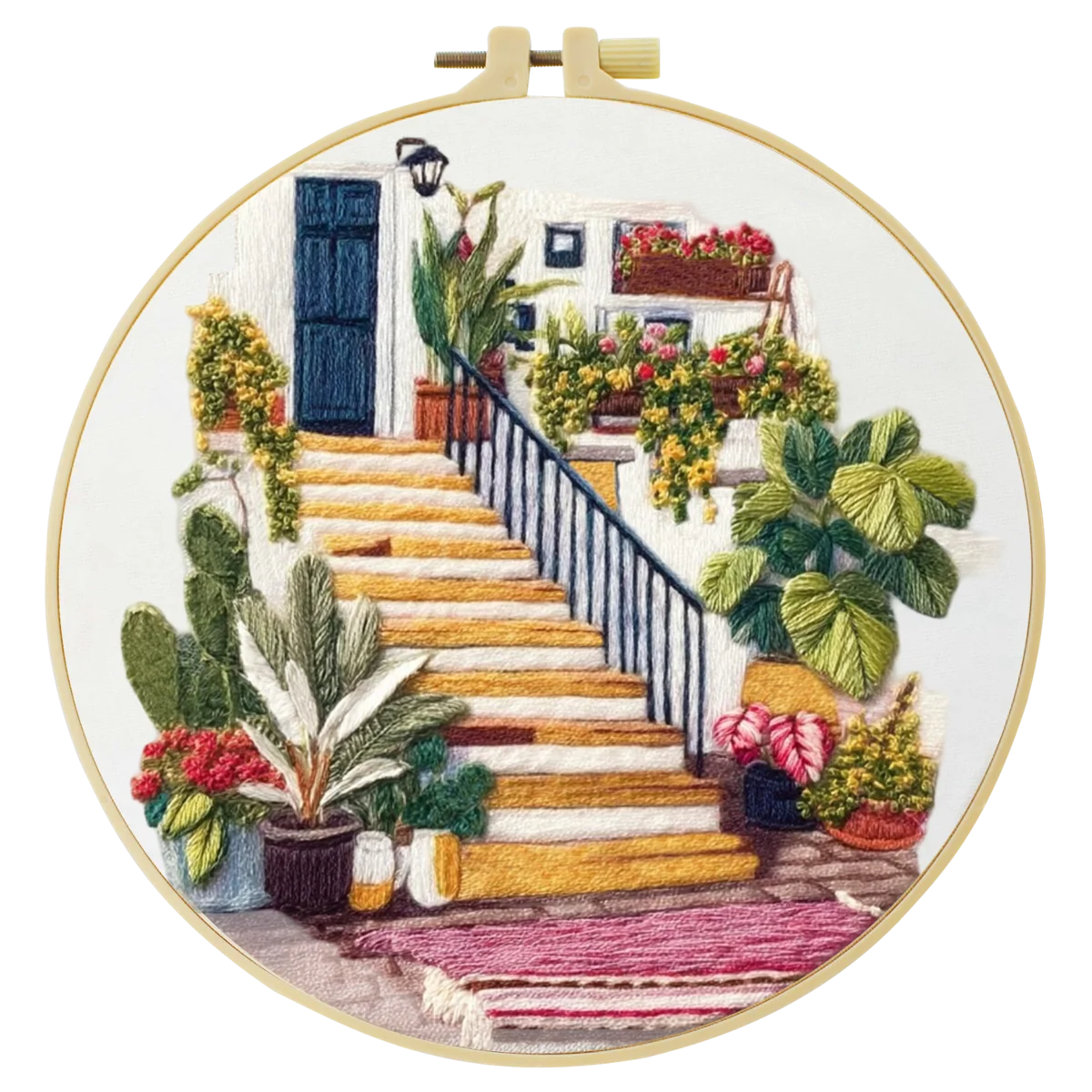1 Stück 20X20CM/15X15CM 7,87/6,3 Zoll Treppen-Stickerei-Starter-Kit DIY-Kit DIY-Stickerei-Set Handarbeiten Nadelkunst Nähkunst – Detail 3