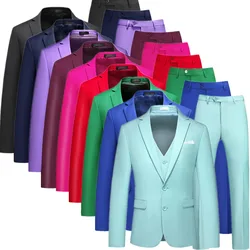 2026 New Men's Green Suit 3-Pieces (Jacket+Pants+Vest)Black Gray Red Terno Masculino Fashion Slim Costume Homme Asian Size M-6XL