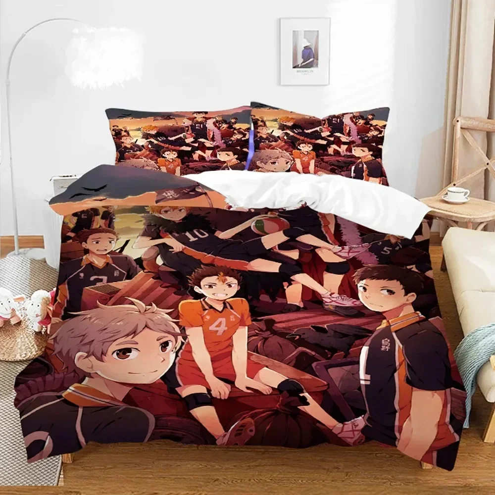 

Anime Haikyuu Volleyball Bedding Set Duvet Cover Sheet Printed Bed Set Pillowcase Bed Full Queen King Size Comforter Bedroom