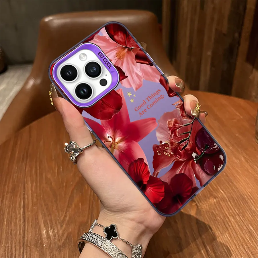 Red blooming flowers Phone for iPhone 17 to 11 Pro Max Plus