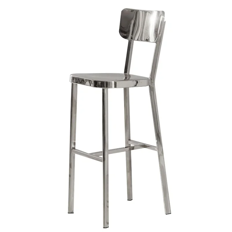 

ZZXL Brushed High-Leg Chair Stainless Steel Bar Dining Table and Chair Coffee Shop Front Desk High Stool
