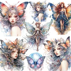 12Pcs/Pack Butterfly Elf Fairy Sticker DIY Craft Scrapbooking Album Junk Journal Decorative Stickers