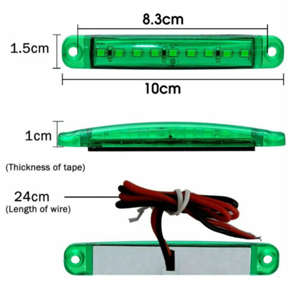 Red Green LED Strip Navigation Lights 4 Pack for Marine Vessels Including Kayaks Pontoons and Small Boats with 9 LED Per Bar