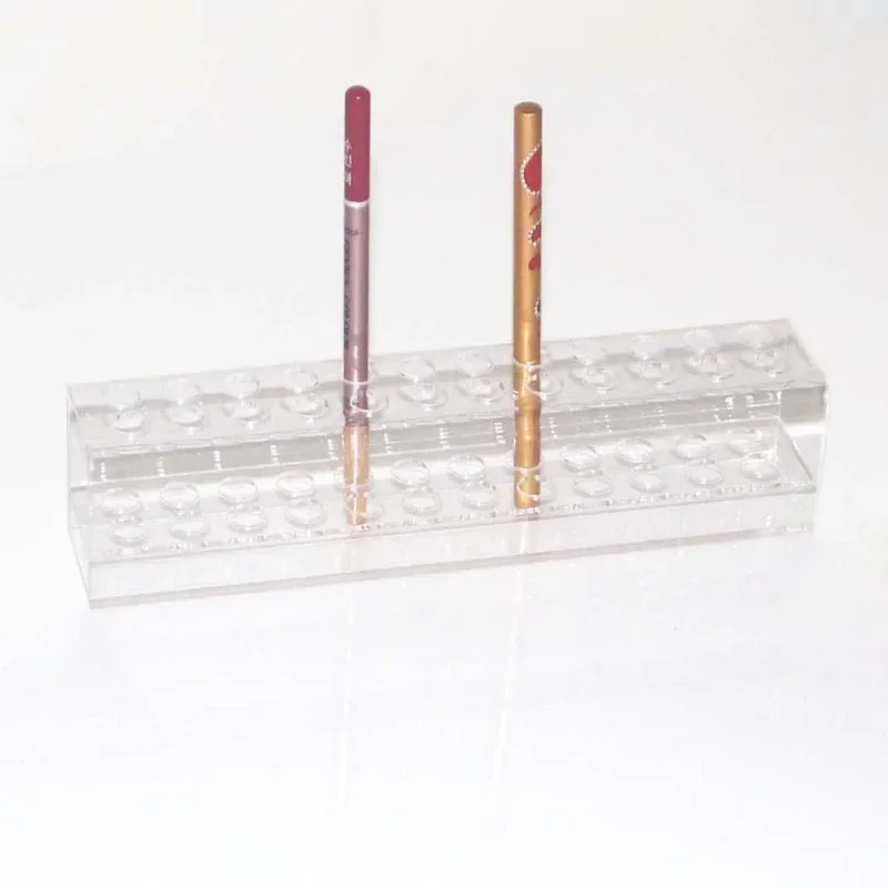 Clear 24 Slots Acrylic Eyeliner Lip Liner Pencil Holder Makeup Display Stand Organizer Makeup Brushes Shelf Cosmetic Storage Box