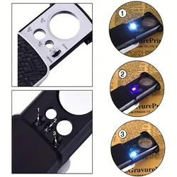 30X-90X Slide-Out LED/UV Magnifier – Portable Triplex Jewelry Loupe for Gemology & Micro-Engraving Precision Work