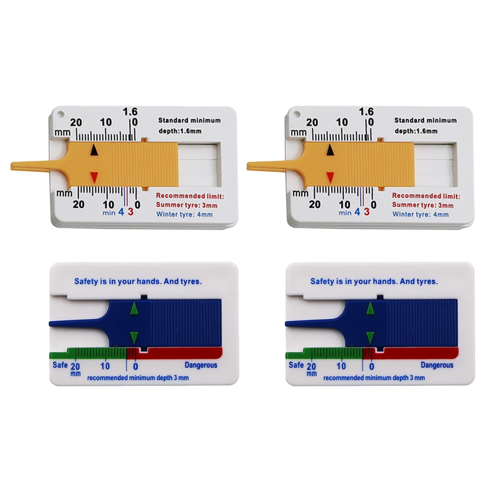 

4Pcs High Precision Portable Tread Pattern Depth Gauge Height Depth Measure Tool (0-20MM Yellow + Blue)