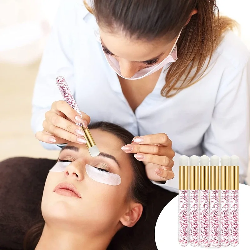 50 sztuk Glitter Lash szampon szczotki Crystle przedłużanie rzęs szczotka do mycia rzęs szczotki oczyszczające do przedłużania rzęs