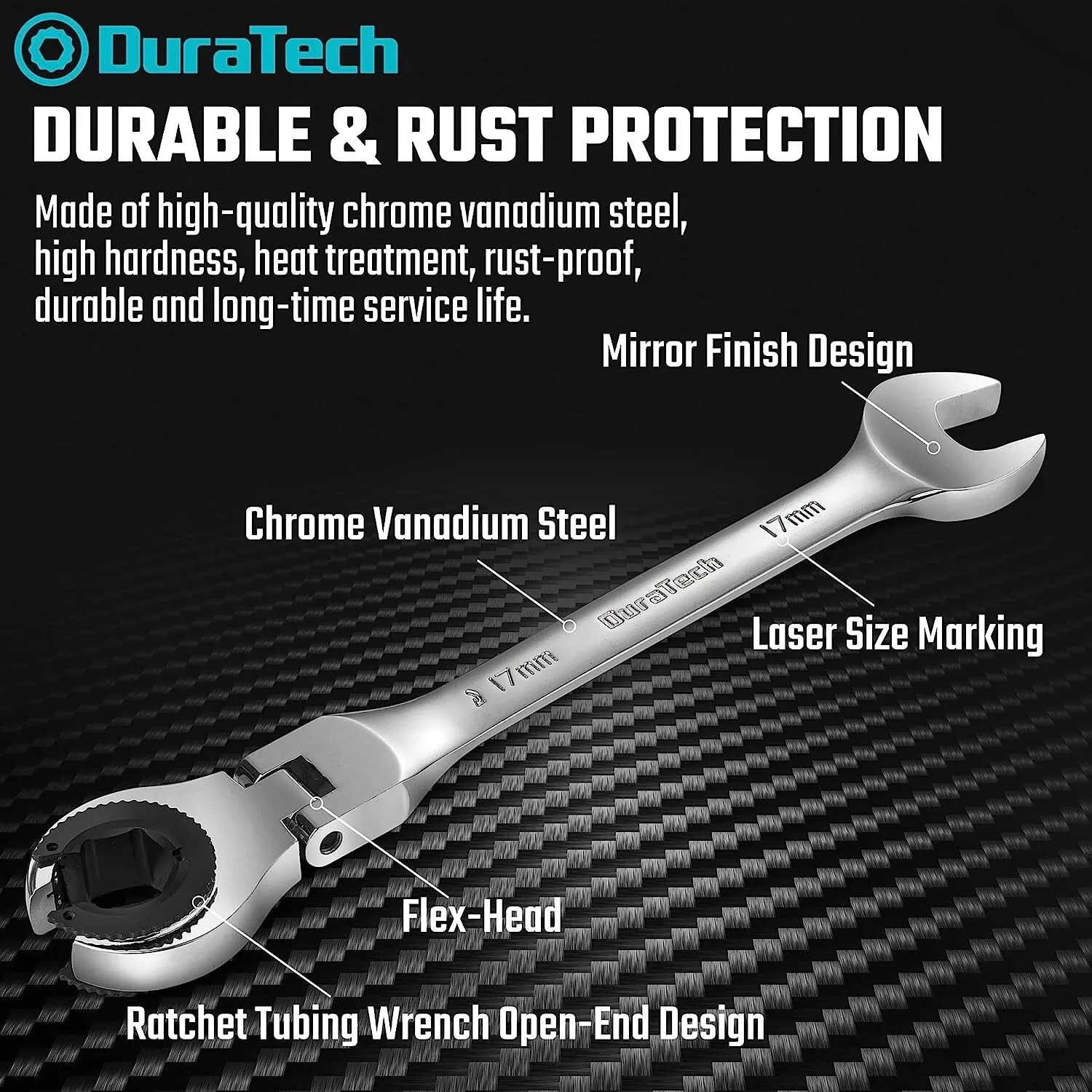 Set di utensili manuali Set di chiavi a cricchetto da 6 pezzi con testa flessibile metrico include borsa organizer