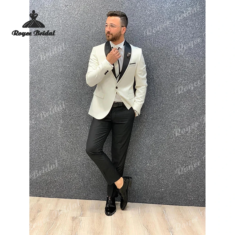 Driedelig herenpak met enkele rij knopen 2026 sjaal revers zakelijk avondpak op maat gemaakte trajes para hombre