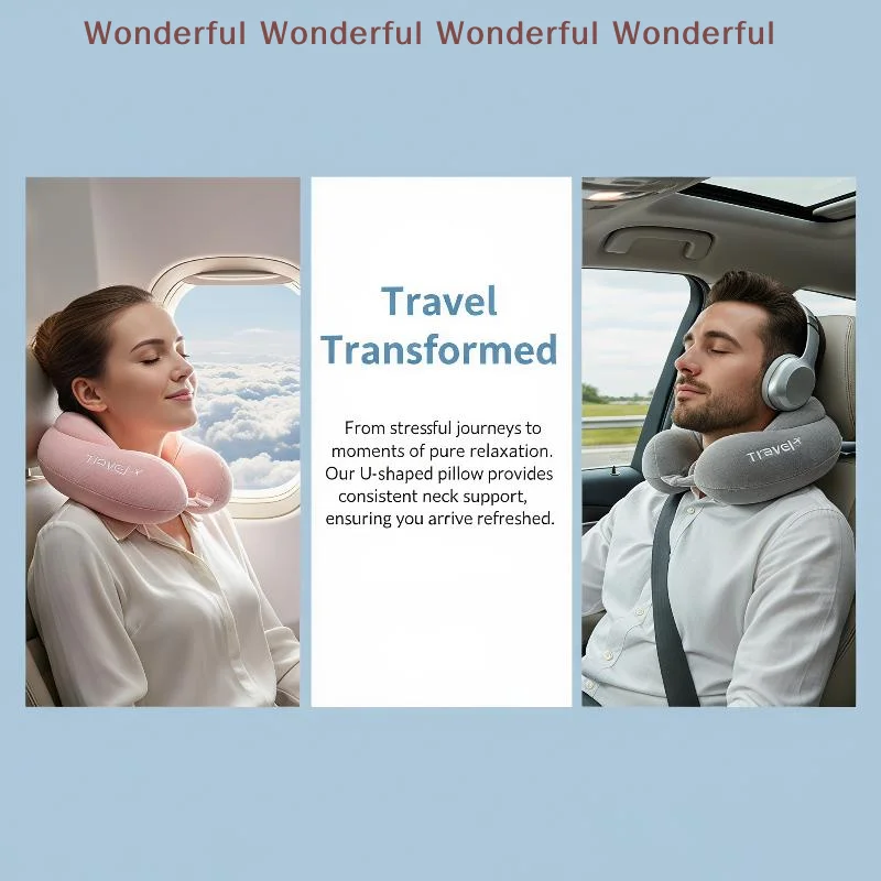 Soft Memory Foam Travel Neck Pillow Ergonomic Neck Support Portable for Plane Car Office Nap Long Ride