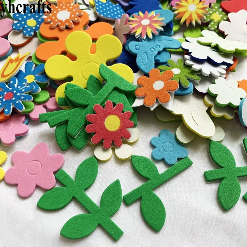 100PCS printed flower butterfly grass spring foam stickers DIY arts crafts Home decoration Factory wholesale OEM