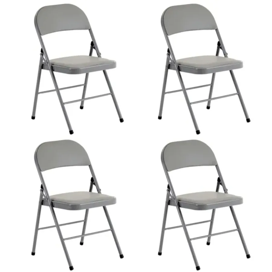 

4pcs Elegant Foldable Iron and PVC Chairs for Convention and Exhibition Gray