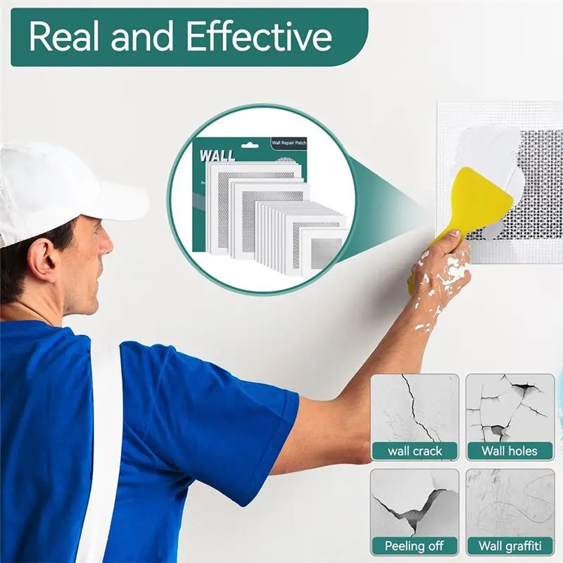 [NEWA76K!】 Drywall Repair Patch Kit,18 PCS 2/4/6/8 Inch Aluminum Fiber Mesh Spackle Wall Reapair Patch Kit