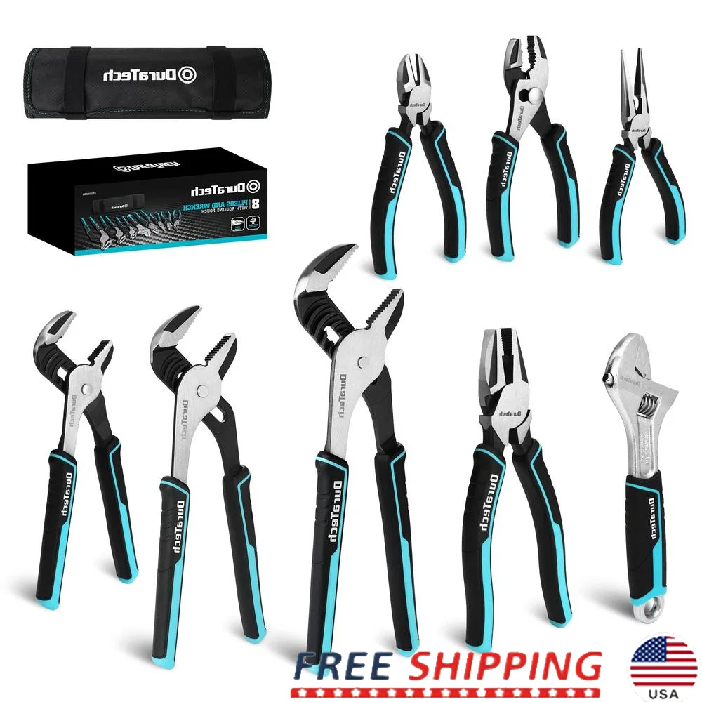 Set di pinze forgiate professionali da 8 pezzi Chiave regolabile per giunto scanalato con custodia rotante