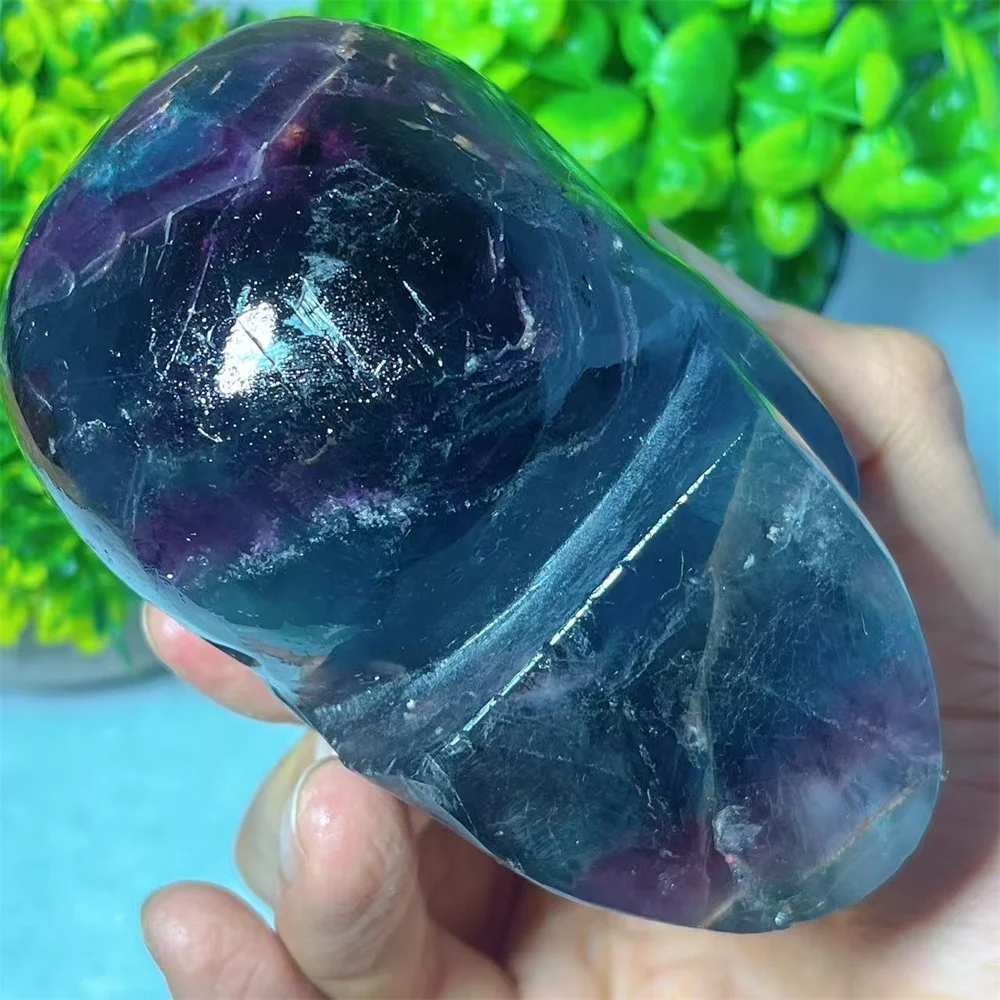 Fluorite Skull Csytal Natural Stone Quartz Geode Gift Energy Healing Spiritual Carving Mineralsl Spiritual Home Decoration