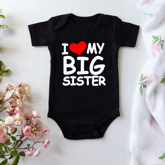 I Love My Big Sister Print Newborn Baby Bodysuit Funny Infant Boys Girls Romper Short Sleeve Fashion Cotton Baby Jumpsuit Outfit