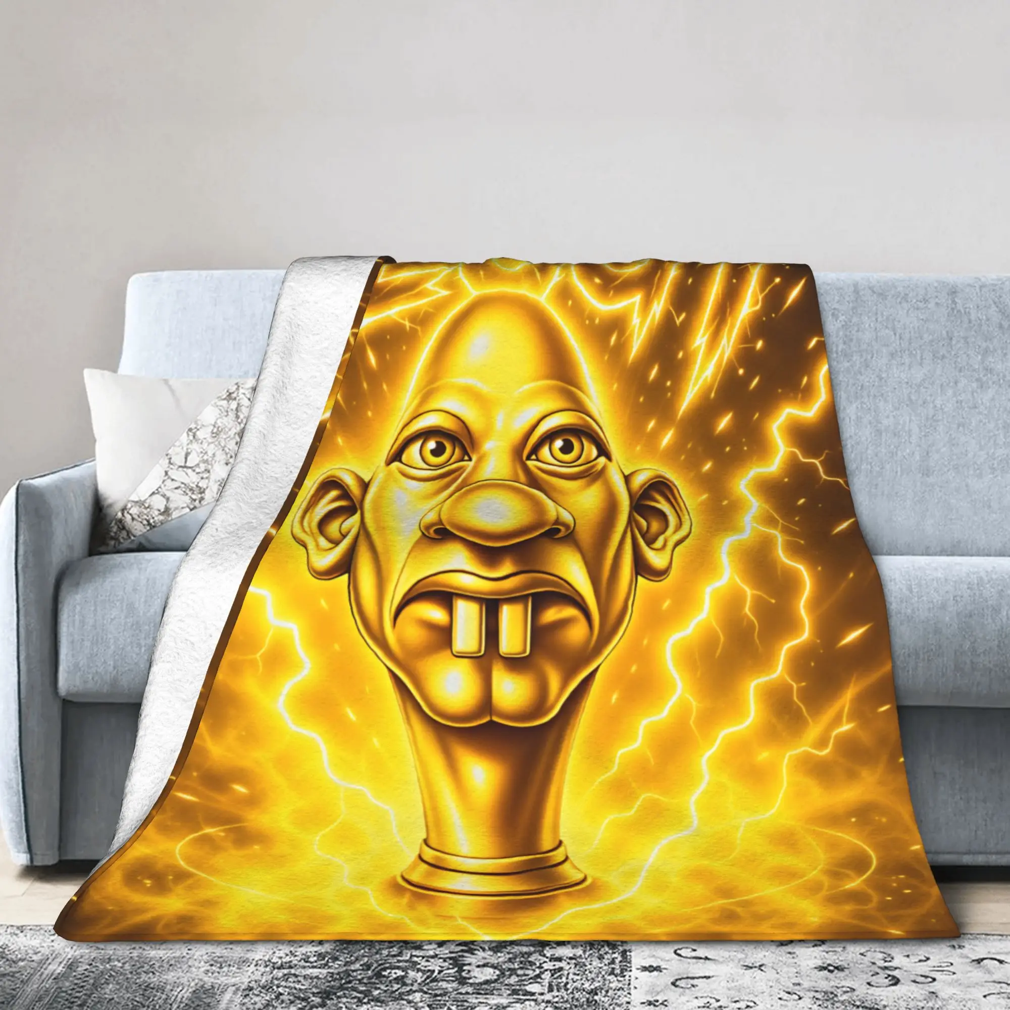 Neggy Golden Neggy Text Yellow Lightning Storm Blankets Soft Plush Throw Blanket For Couch Chair Flannel Bedspread Bed Cover