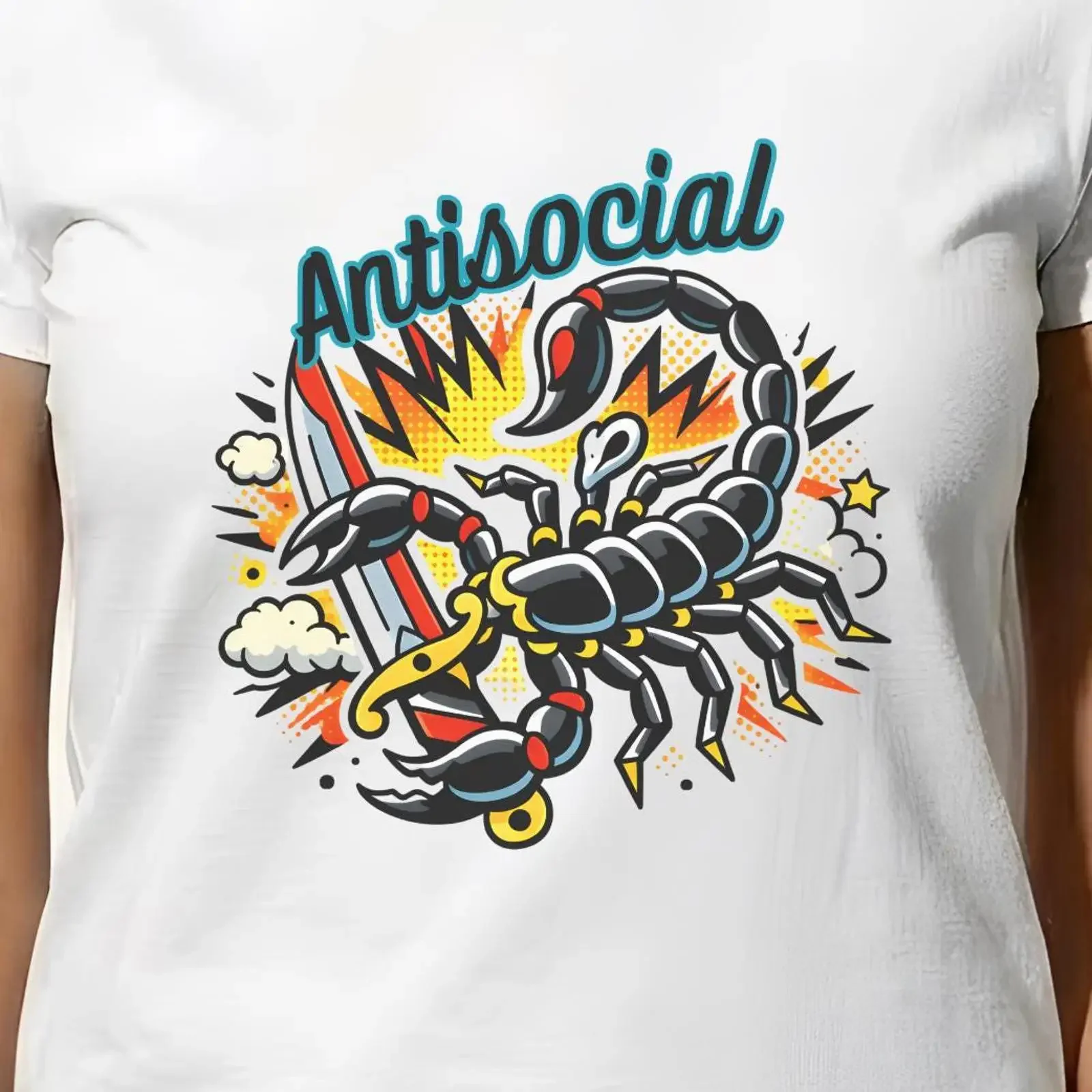 Antisocial Scorpion Tattoo T Shirt Cotton vintage Washed Versatile graphic Comfortable Top For Everyday Wear Casual Soft