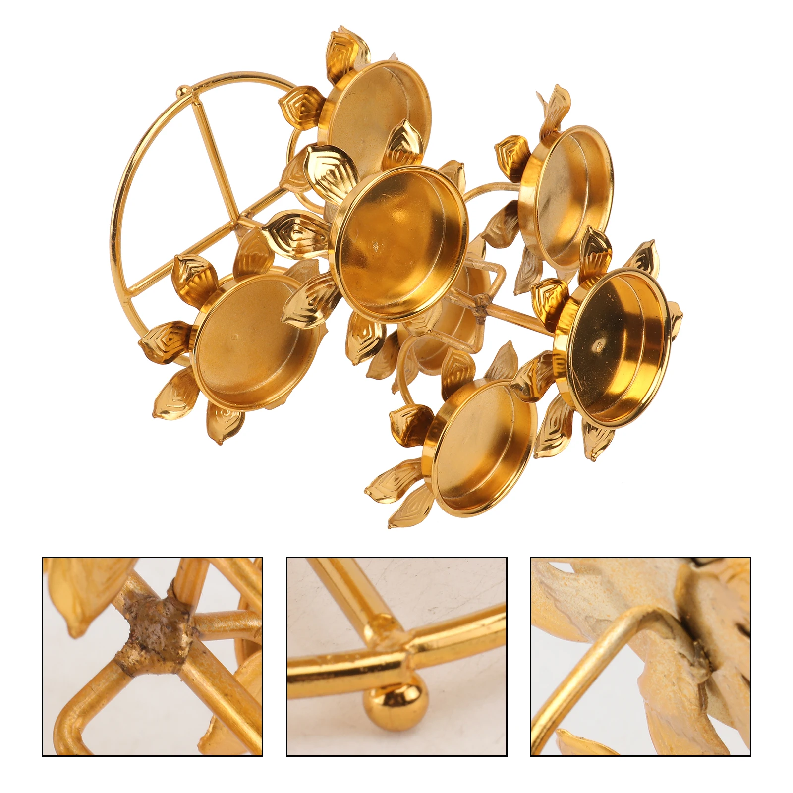 

1pc Lotus Design Alloy Candleholder Decorative Stand Temple Shelf Creative Home Decor Romantic Golden