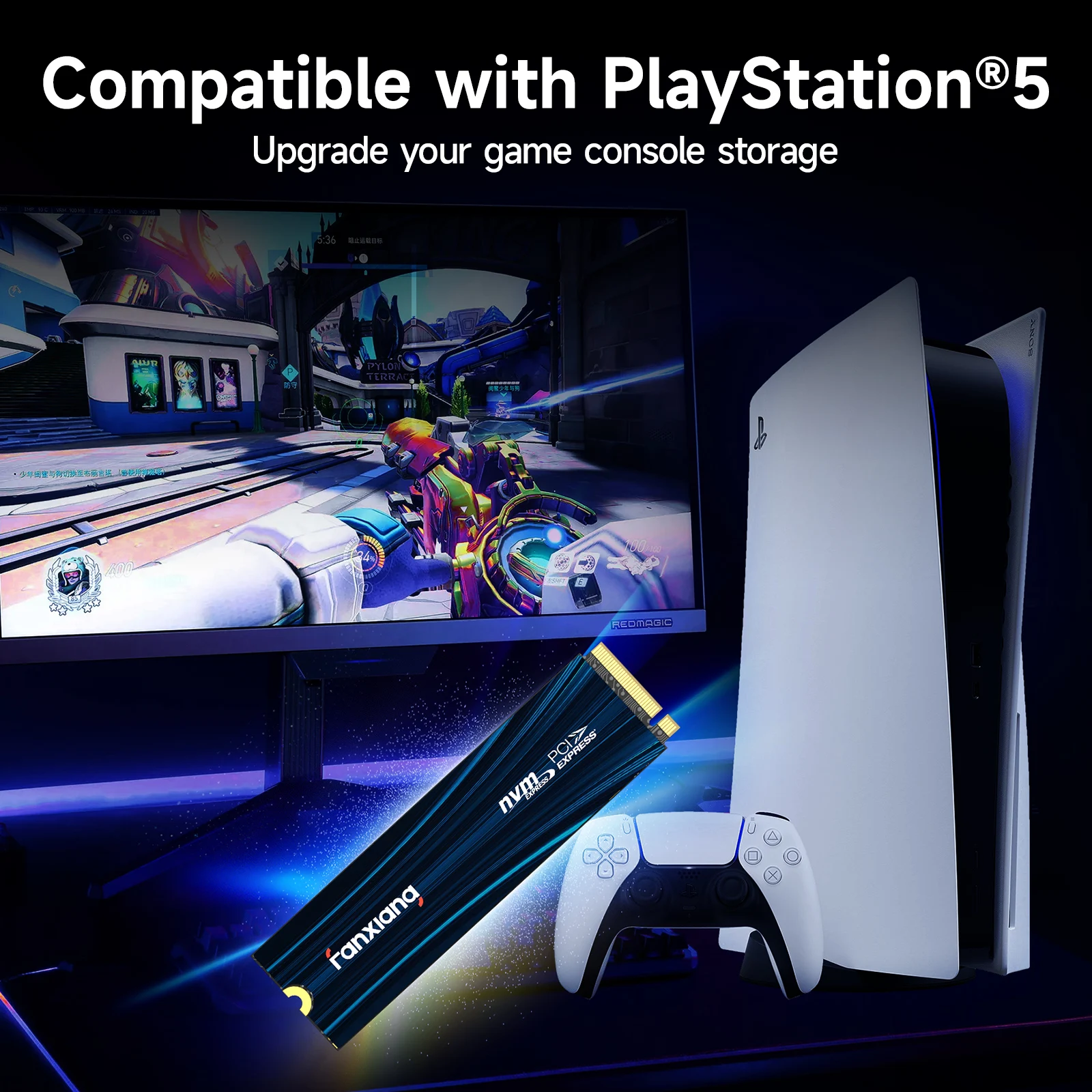 Fanxiang S880E 7300MB/s NVMe M.2 SSD Drive 1TB/2TB/4TB PCIe Gen 4 Gaming SSD Internal Solid State Drive For PS5