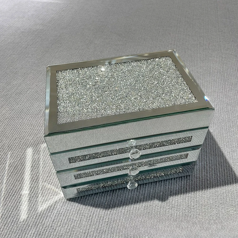 

Cosmetics multi-layer storage box, high-end glass, crystal diamond-encrusted large-capacity high-end , spot.