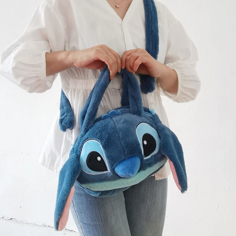 Disney Lilo and Stitch Plush Backpack Cute Anime Figure Stuffed Doll Kawaii    Pink Angel Toy Knapsack Shoulder Bag Kids Gifts