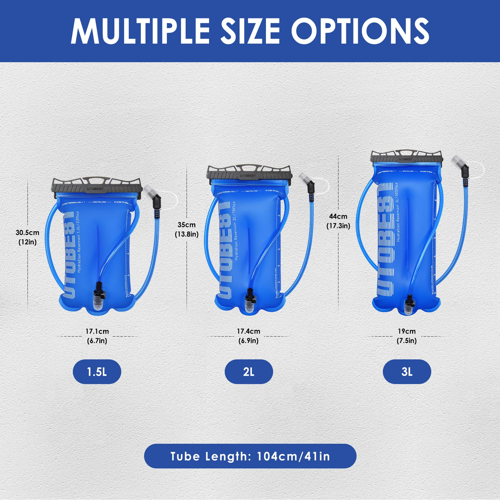 UTOBEST UTR217 1.5L/2L/3L Water Bladder Hydration Pack Reserevoir TPU Water Bag for Camping Cycling Running Hiking