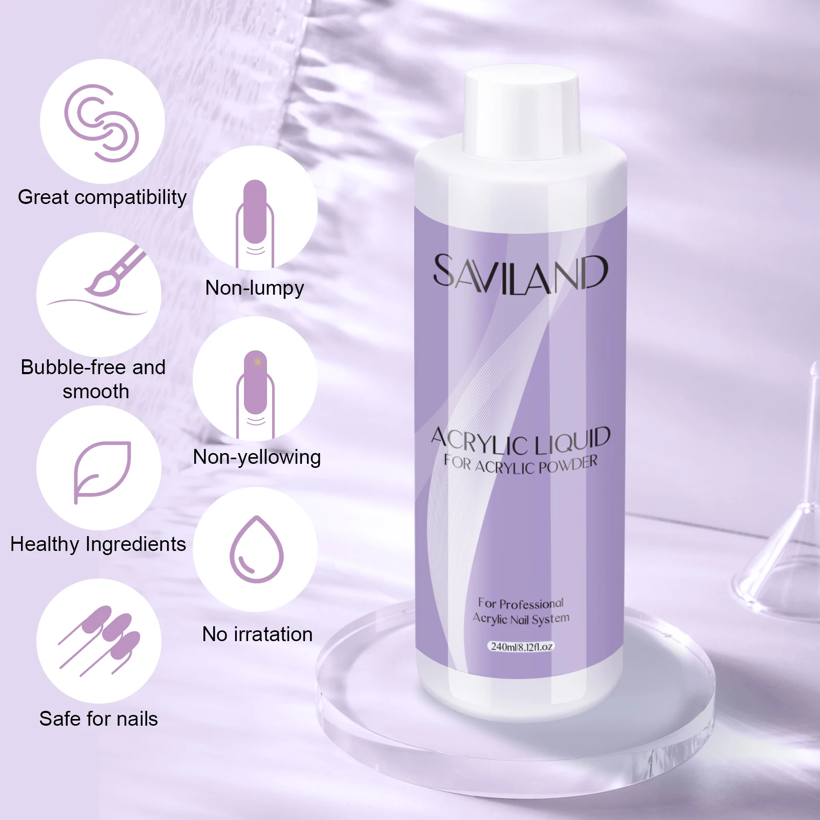 Saviland-Liquide monomère pour ongles en acrylique, grande capacité, liquide pour ongles professionnel, cristal bricolage, 60-500ml