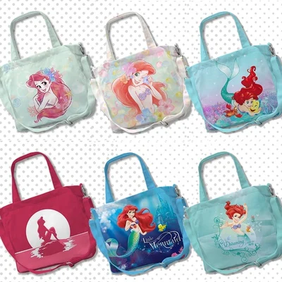 Disney mermaid Ariel Princess Anime Shoulder Bags Customized Cartoon Shopping Bag Casual Tote Storage Handbag Gift