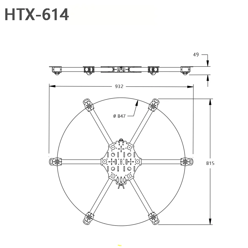 Rueda de 6 ejes HTX11/13/14 pulgadas 617 747 847MM, marco de hexacóptero mejorado, Kit de marco de carga pesada para Dron cuadricóptero FPV