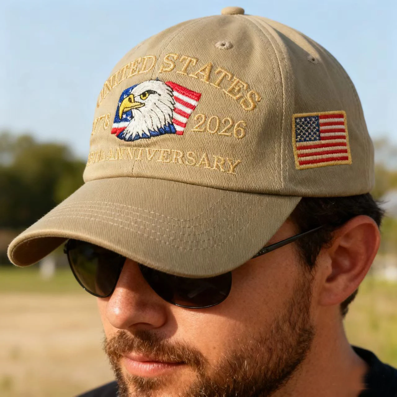 American Style 250Th Anniversary Edition Small Eagle Embroidered Soft-Top Unisex Baseball Cap, Fashionable Casual Peaked Cap