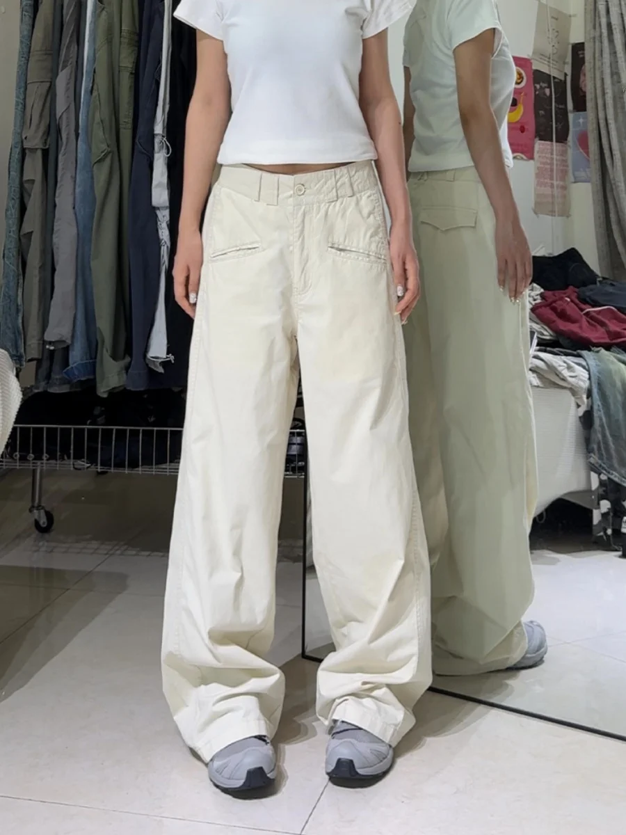 

Женские брюки-палаццо с высокой талией, летние, 2024, новые, тонкие, повседневные, струящиеся, в пол, для работы, цвет абрикосовый