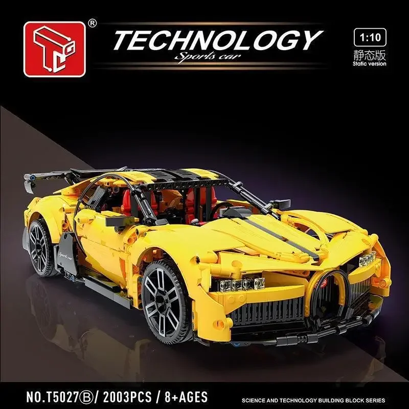 Bugatti-Voiture de sport télécommandée pour adultes et enfants, T5027A MOC, Module haut, décennie s de construction techniques, Jouets modèles, Cadeau, 1:10