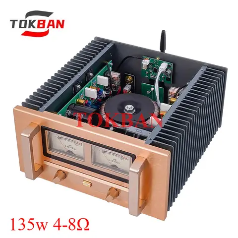 Tokban 135w*2 A15 전력 증폭기 SanKen SK18752 LM3886 너머의 고전력 Bluetooth 5.0 Vu 미터 HIFI 증폭기 오디오