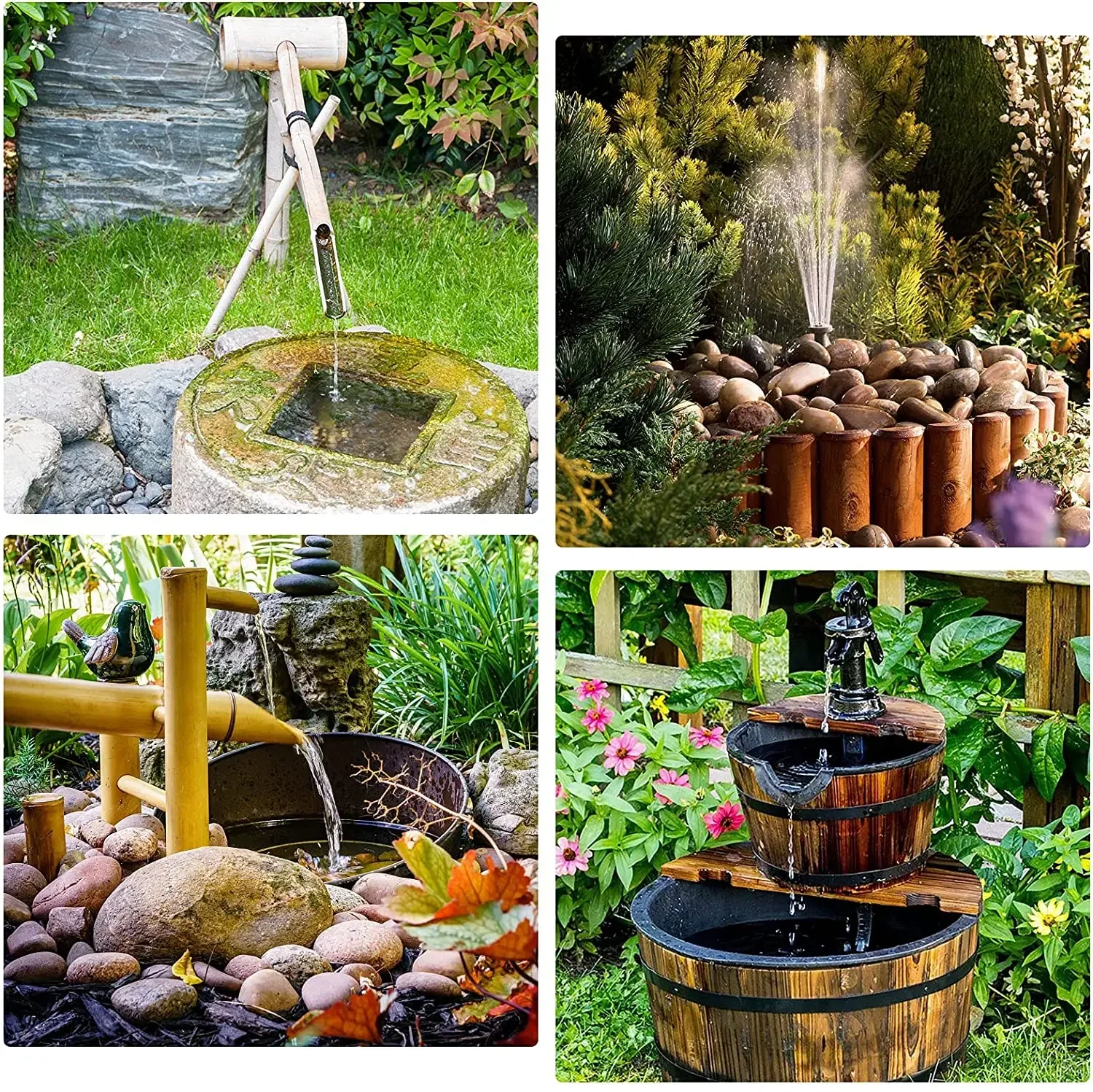 Outdoor Solar Floating Fountain 2.5W Bird Bath with 6 Nozzles for Pond Garden Fish Tank Garden Decoration Water Fountain Pump