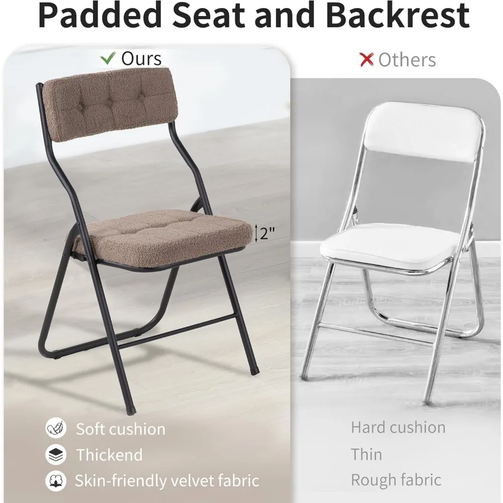 Padded Folding Chairs 4-Pack - Cushioned, Portable Dining Chairs for Kitchen, Extra Guest Seating Solutions
