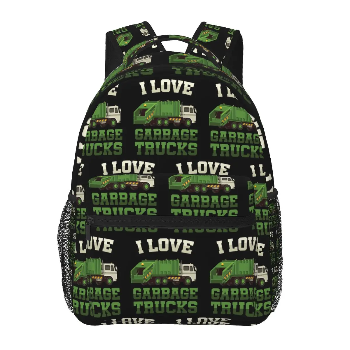 I Love Garbage Trucks Backpacks Boys Girls Bookbag Students School Bags Cartoon Travel Rucksack Shoulder Bag Large Capacity