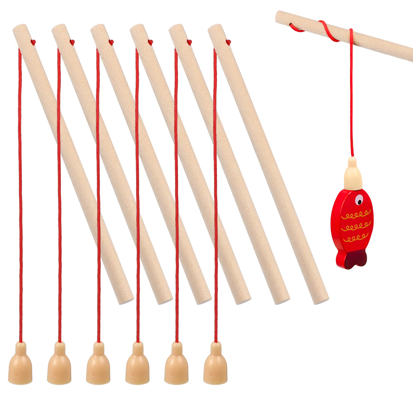 Canne à pêche en bois, jouet éducatif pour enfants, jeu d'apprentissage pour tout-petits, jeu de capture de poisson, activité de pêche intéressante, 8 pièces