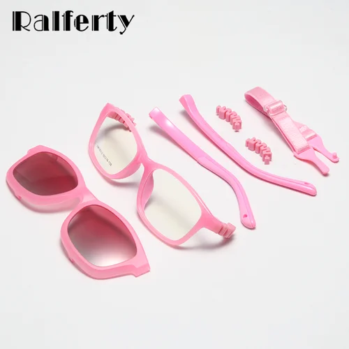 Imagen 2 del producto Ralferty-gafas de sol flexibles 2 en 1 para niños y niñas, gafas polarizadas con Clip, gafas graduadas ópticas para miopía, cadena con montura