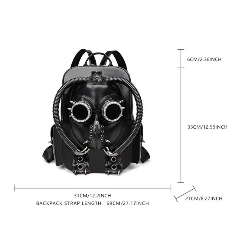 D46D Pu Backpacks Punk Rivets Travel Bagpack School Computer Bag Laptop Backpacks