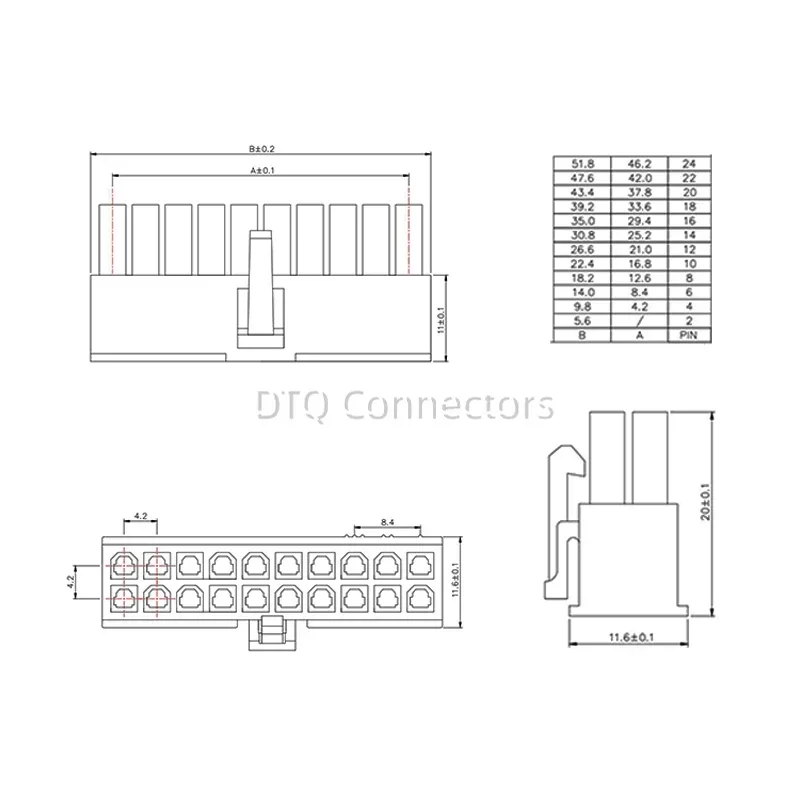 5557-R 5557 4.2 mm Black Automotive wiring harness connector male 2 - 24 pin for PC/computer graphics card PCI-E Power