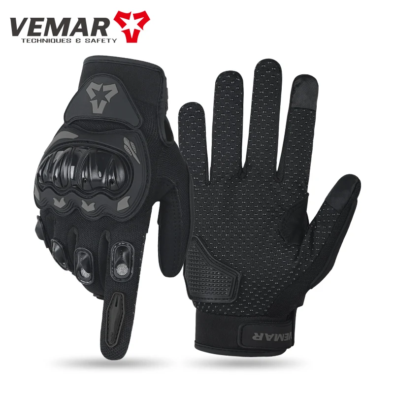 

VEMAR летние дышащие мотоциклетные перчатки с полным пальцем, нескользящие износостойкие мотокроссовые гоночные перчатки с сенсорным экраном, мотобайкерские перчатки
