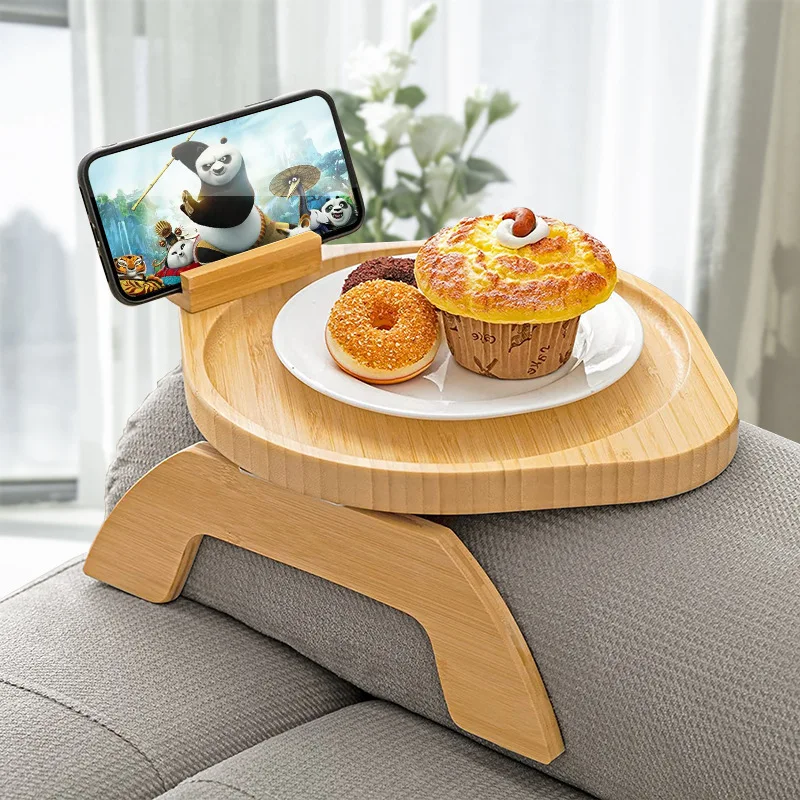 

Bamboo Sofa Tray Side Table Couch Arm Table Sofa Armrest Clip-on Tray Couch Tray