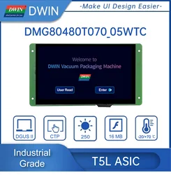 DWIN-pantalla LCD TFT de 7,0 pulgadas, pantalla inteligente a Color de 800x480 HMI, 262K, RS232/TTL, Panel táctil resistivo/capacitivo, dmg80480t070 _ 05W