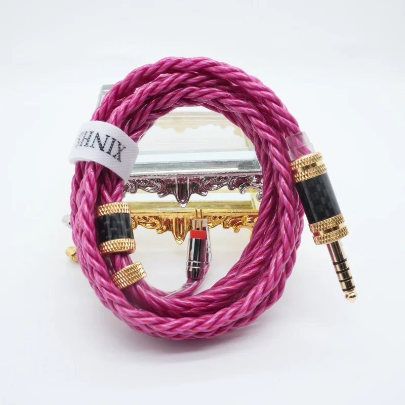 XINHS P77 6-aderige paarse Fairy afgeschermde enkelkristallijne koperen HiFi upgradekabel