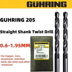10PCS Germany GUHRING 205 0.6-1.95MM Straight Handle Twist Drill Bit stainless steel high speed steel containing cobalt diamond