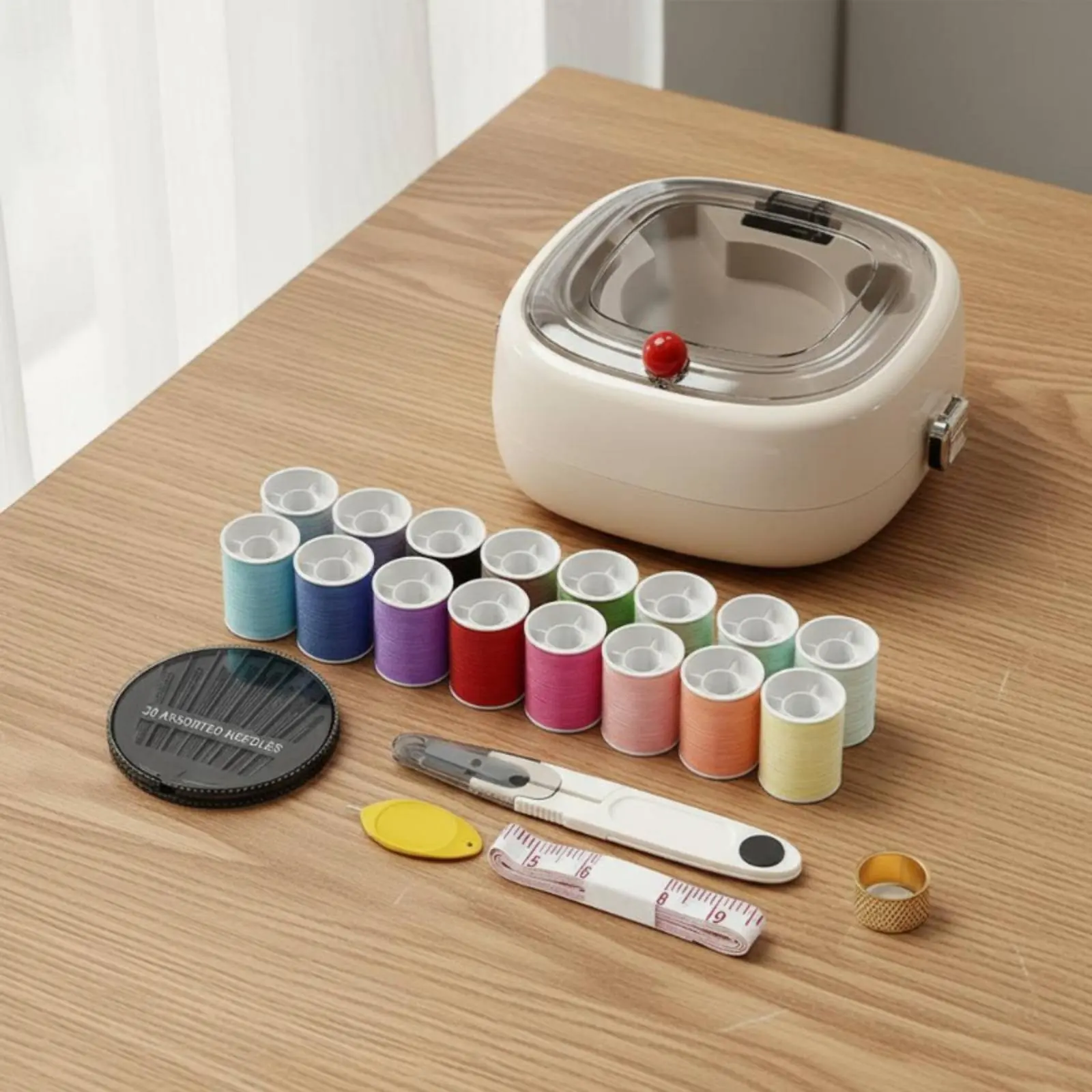 

Attractive Sewing Container 16 Color Threads Portable Sewing Box Sewing Pin and Thread Set Two-Tier Storage Small-Sized Mending