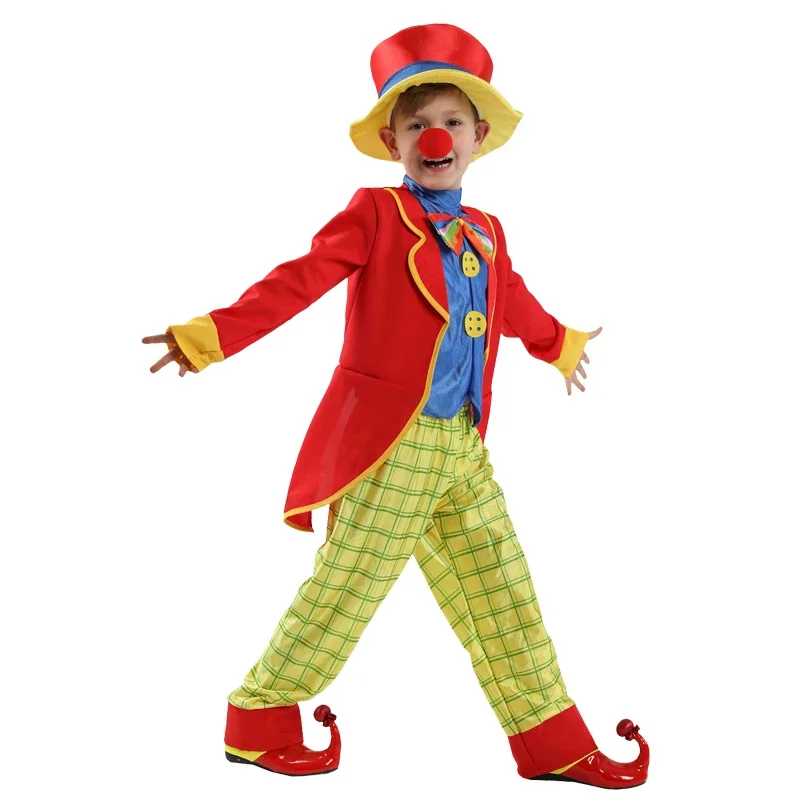 Kids Clown Costume Funny Cute Costume Hat Girls Boys Dress Up Games Party Clothes Halloween Christmas Party Polka Dot Stripes