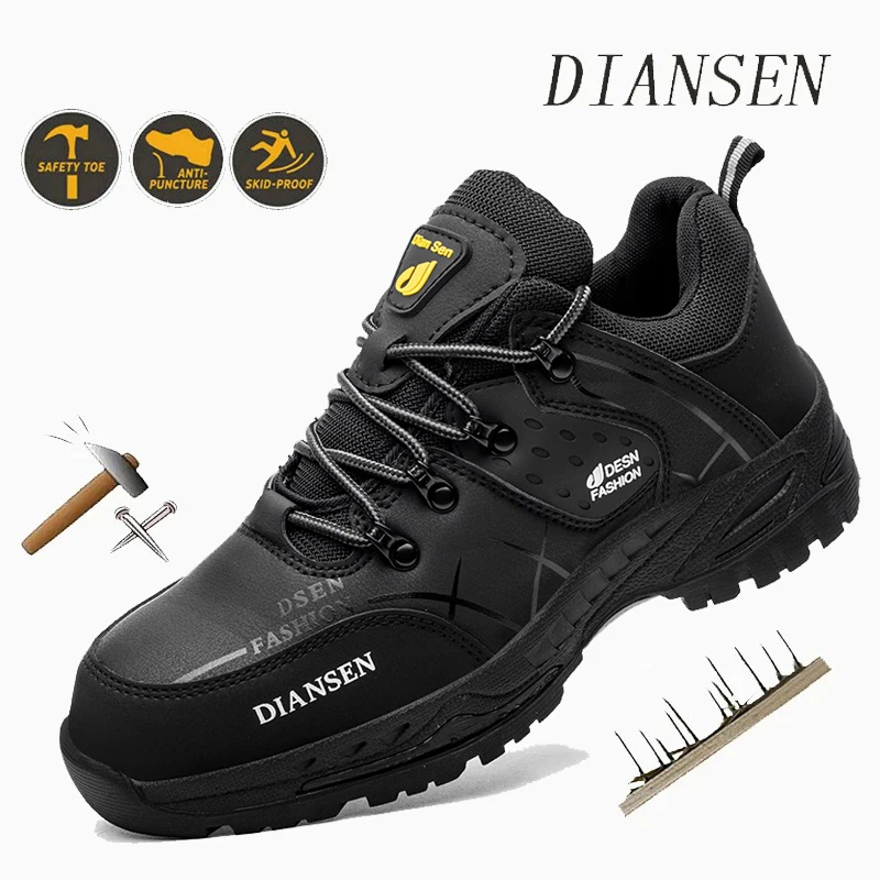 

Men's Work Safety Boots Steel Toe Anti-Puncture Wear-resisting Work Shoes Soft Lightweight Sneakers Mens Black Hiking Boots