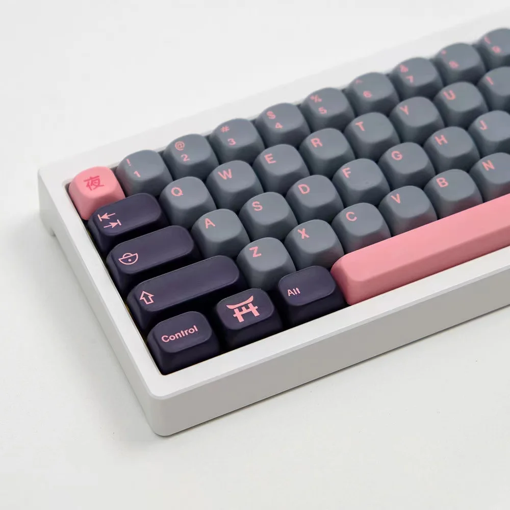 1 Set Night Sakura Keycap KOA Profile PBT Dye Sublimation Similar MOA Keycap For MX Keyboard Keychron Q2 K2 Anne 68 75 96 980